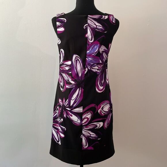 Alyx Womens Vibrant Black Purple Sleeveless Dress Sz 4 - Picture 3 of 8
